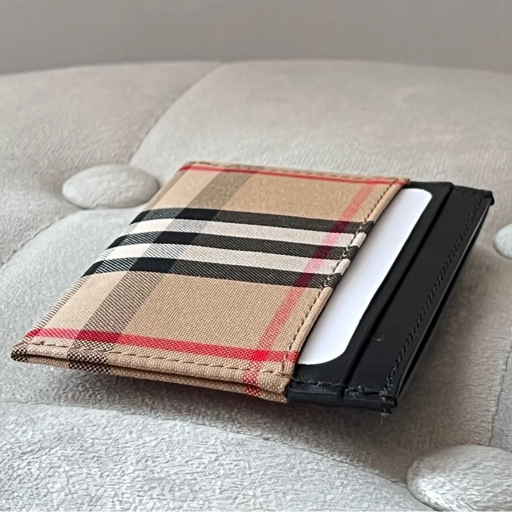 Burberry Check Card Case in Black - Picture 5 of 9